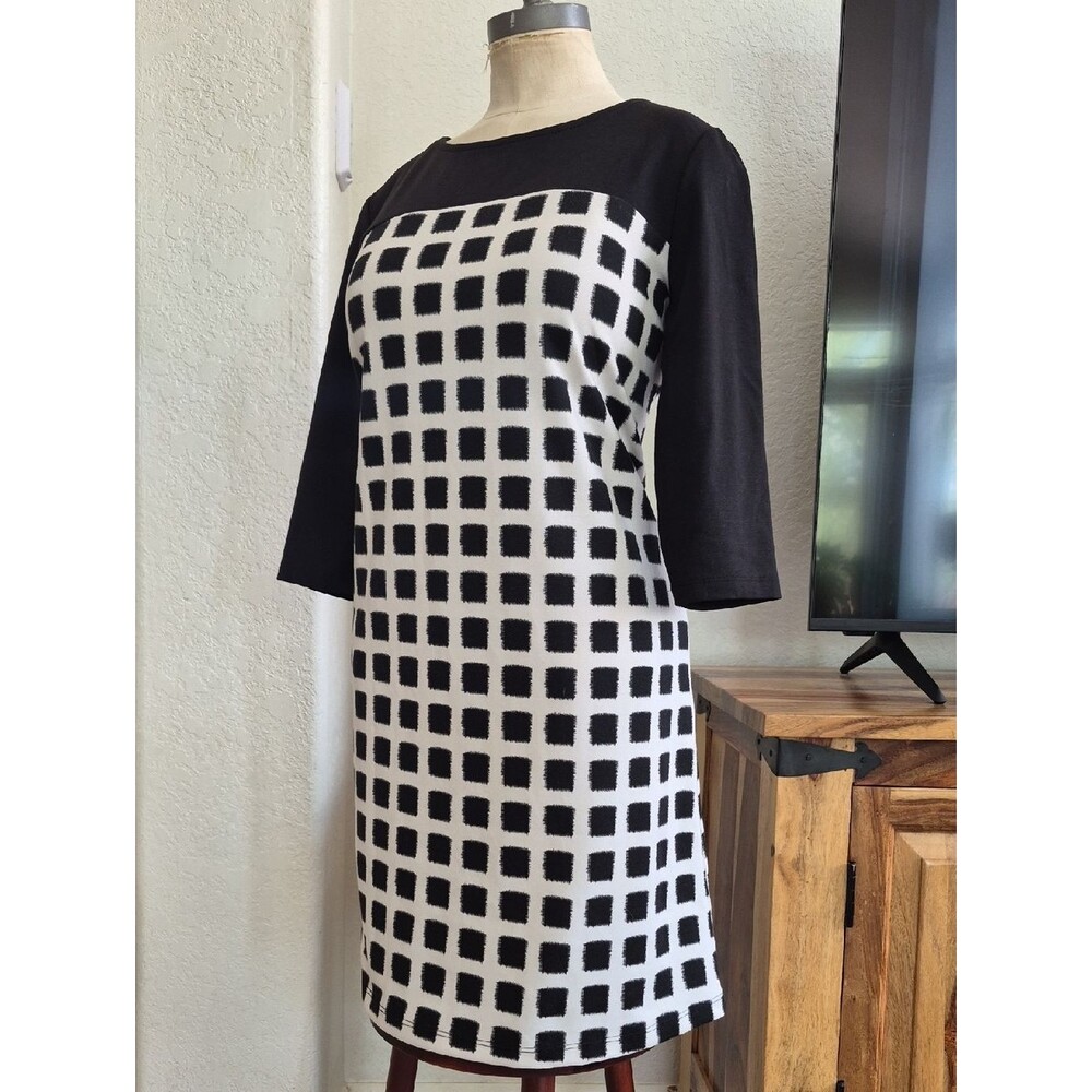 Jules & Leopold Black Top With Fuzzy Square Design Dress Sz Large